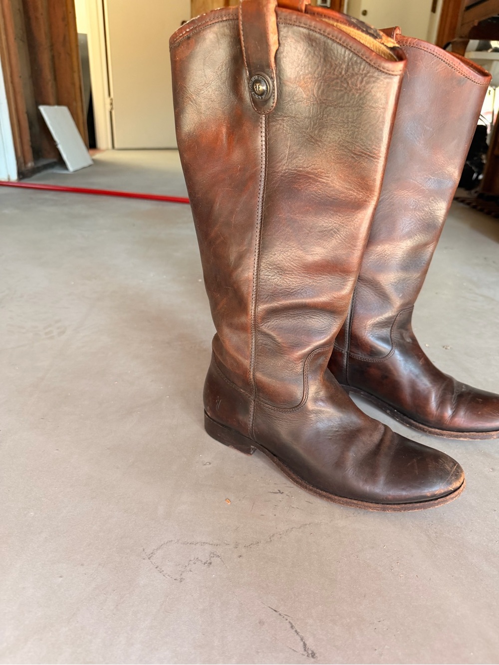 Frye Melissa Cognac Brown Leather Boots